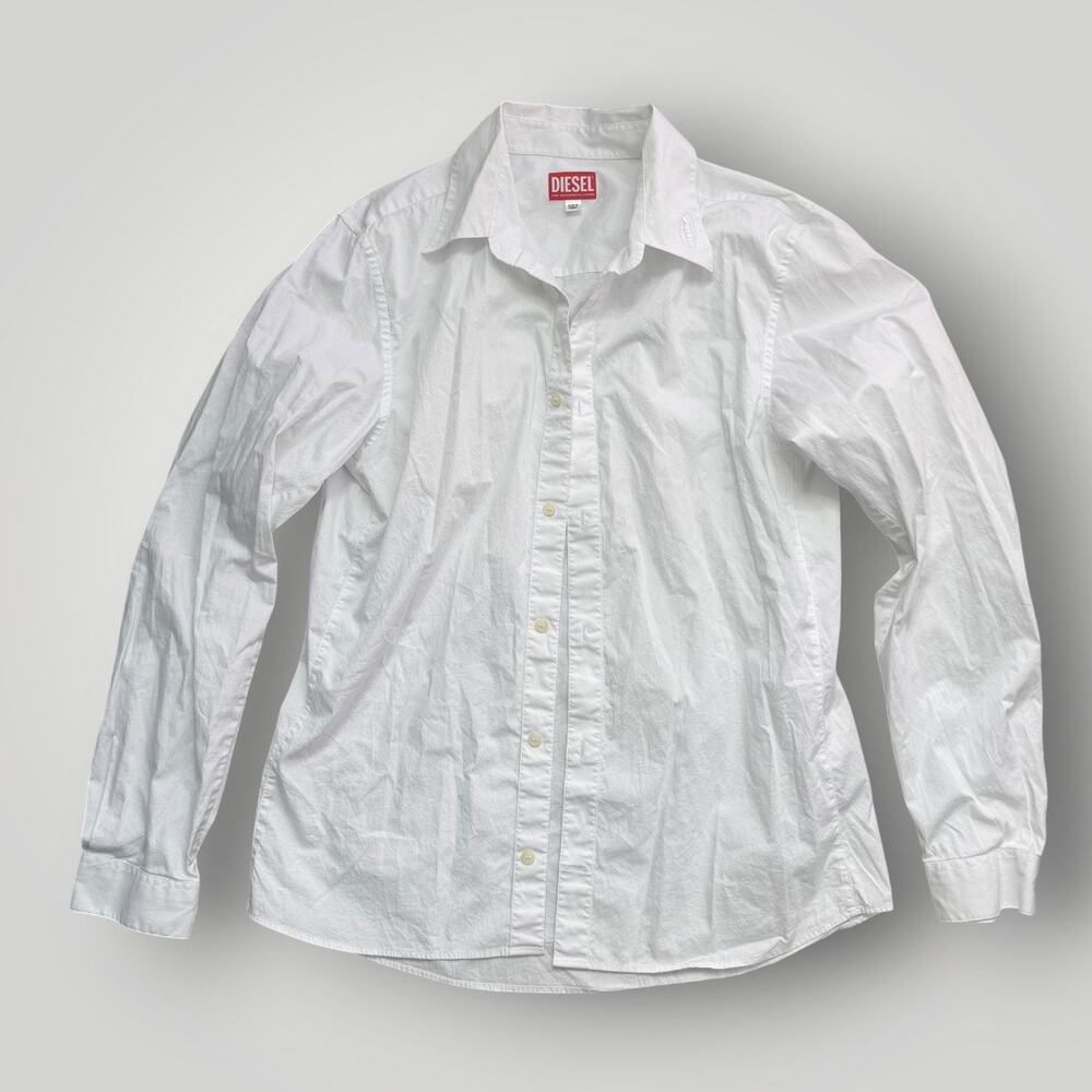 DIESEL Cotton Poplin Shirt With Logo Collar sz 52